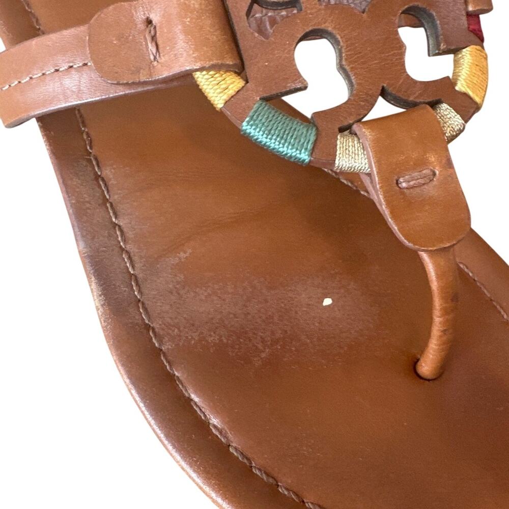 Tory Burch Miller Wrapped Logo Sandals Vachetta Multi Size 8 - Picture 12 of 13